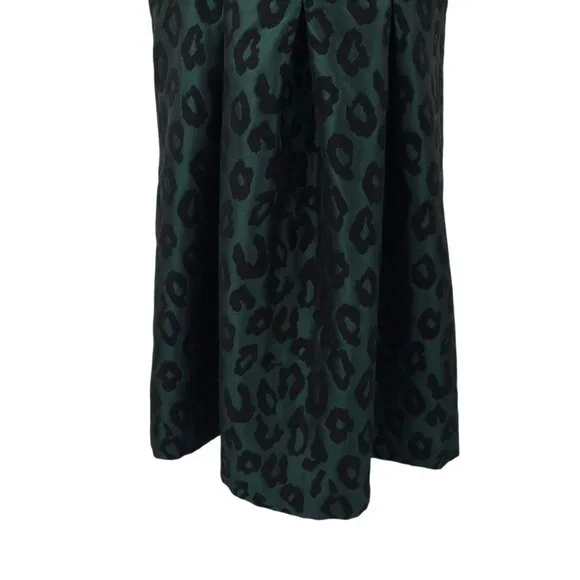 Ann Taylor Loft Leopard Print Jacquard Fit & Flare Dress Womens 4 Black Green - Picture 13 of 16
